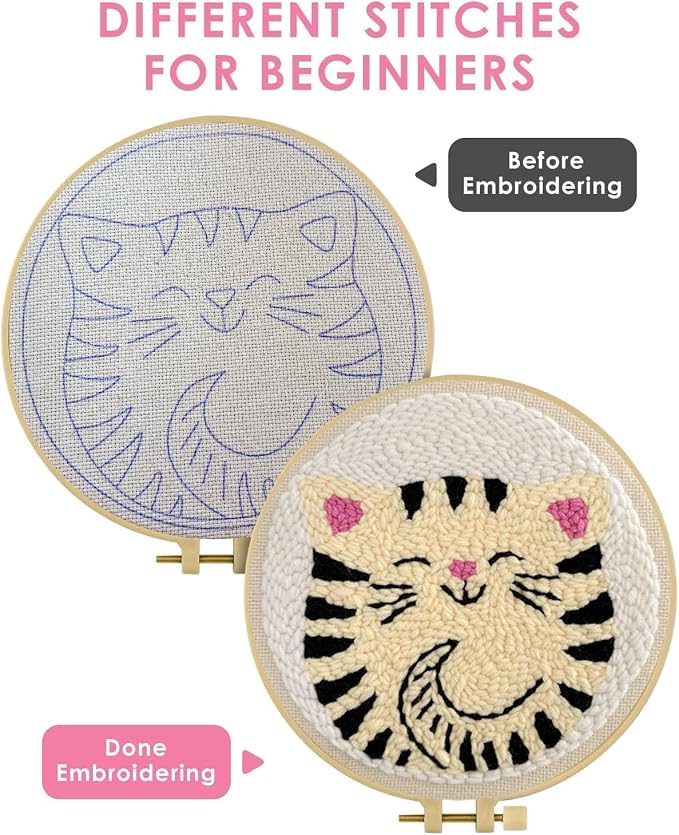 TCDZMYGS Cat Punch Needle Kits, Cute Cat Punch Needle Kits - Image 3