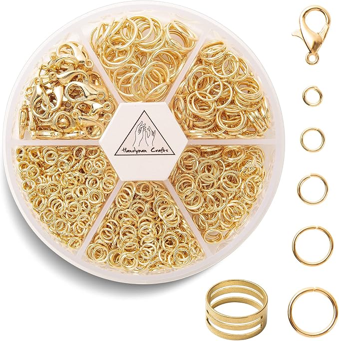 Handyman Crafts Jump Rings Kit With1000PCS Open Jump Rings 40PCS 12mm Lobster by HandymanCrafts