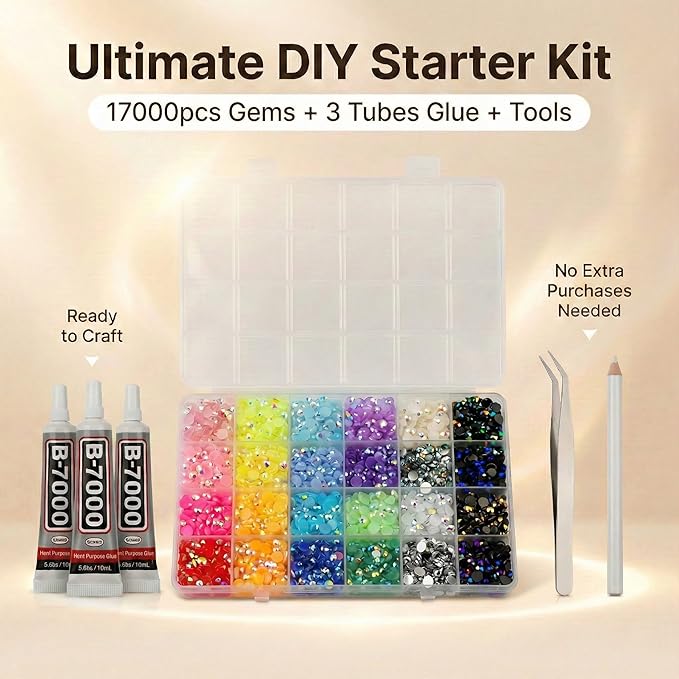 17000Pcs Rhinestones for Bedazzling, 4mm Bedazzler Kit - Image 2