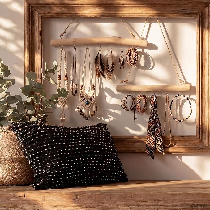 Yinkin 2 Pcs Natural Driftwood Jewelry Hanger Wall Driftwood - Image 6