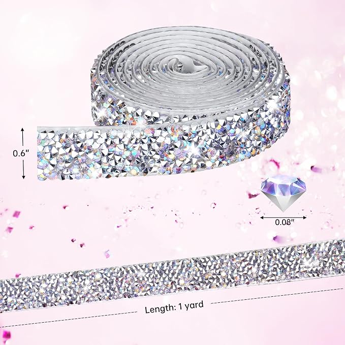 NiArt Self Adhesive Crystal Rhinestone Diamond Ribbon 12 Rolls Multi-Functional - Image 5