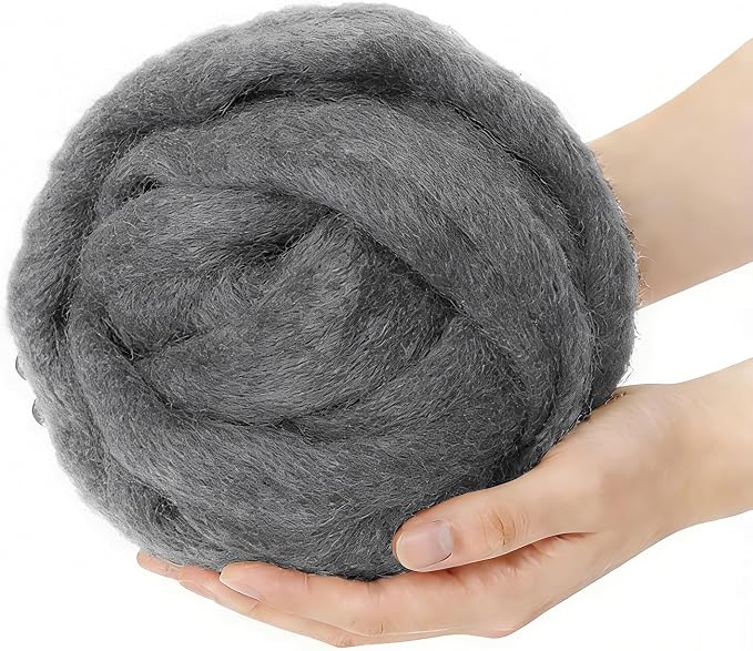 Needle Felting Wool Grayish Blue, 3.4oz Wool Roving, Wool Roving by %22VNAKER%22+Flagship