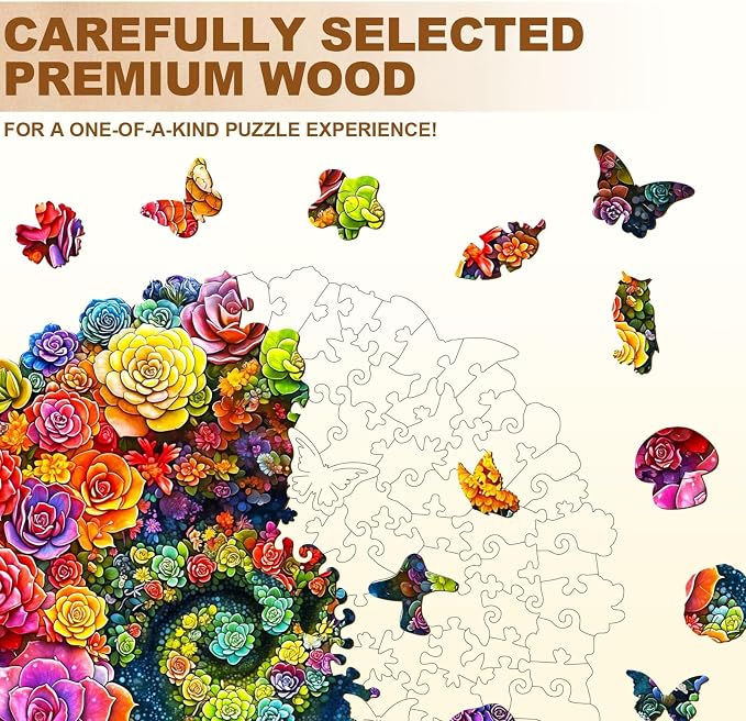 Rainbow Vortex Succulents Puzzles Adults Gifts Wooden 240 Pieces 13.4 * 12.7in - Image 2