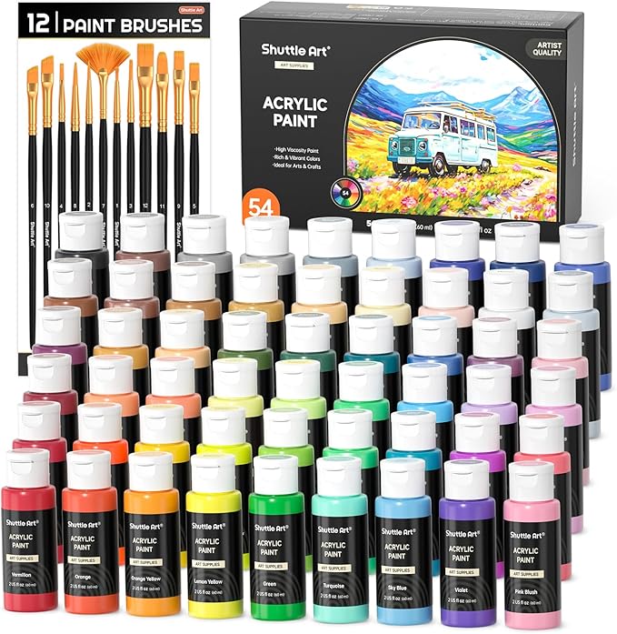 54 Colors Acrylic Paint, Shuttle Art Acrylic Paint set by ShuttleArt