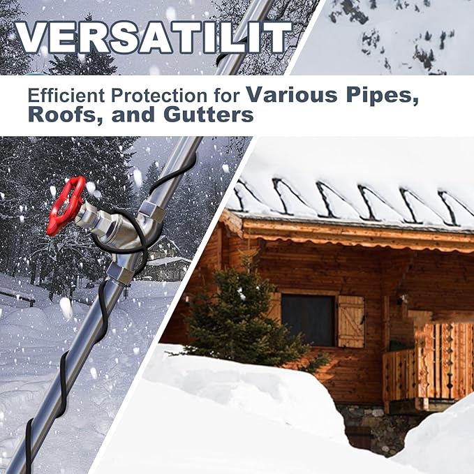 HEATIT 8JHSF1 Self Regulating Pre-Assembled Heating Cable with Spacer and Clips, Heat Tape for Roof Deicing and Pipe Freeze Protection,120V 8W/ft, 75FT