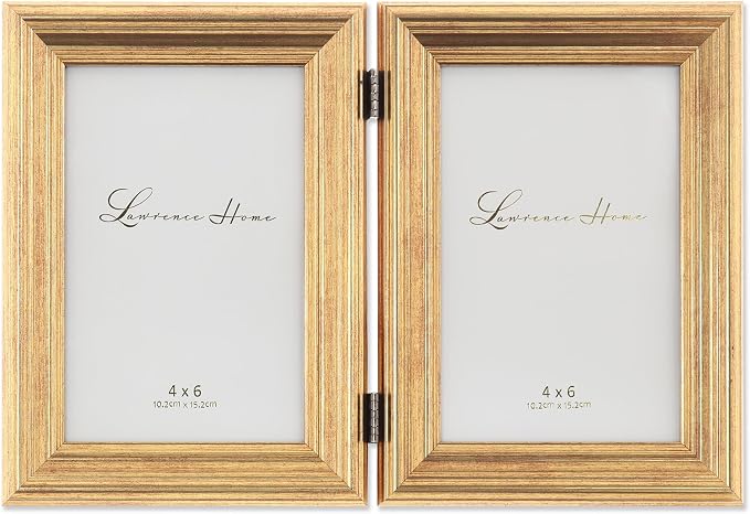 Lawrence Frames 4x6 Hinged Double Sutter Burnished Gold Picture Frame by LawrenceFrames
