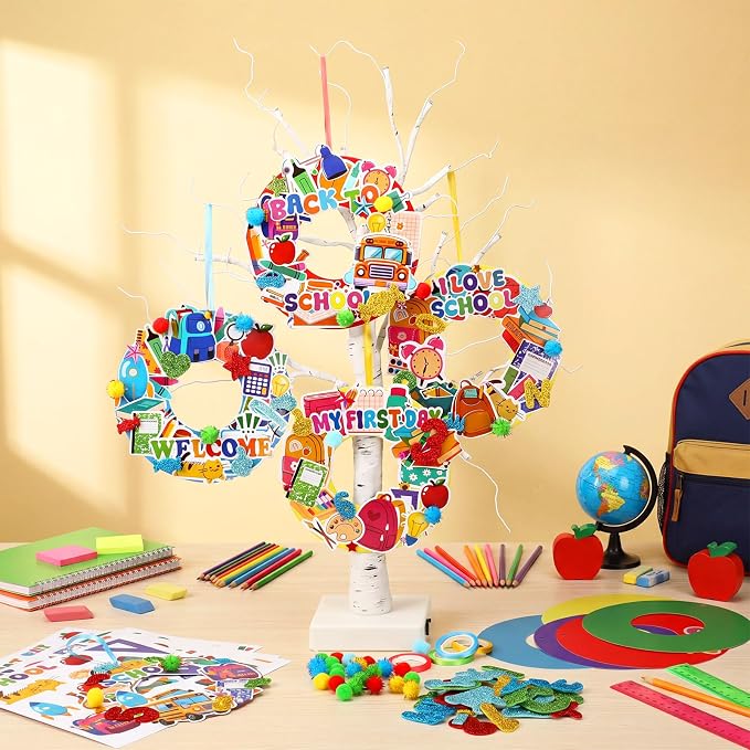Hollowfly 48 Sets Back to School Craft Kits DIY Wreath Hanging Ornaments Decor - Image 5