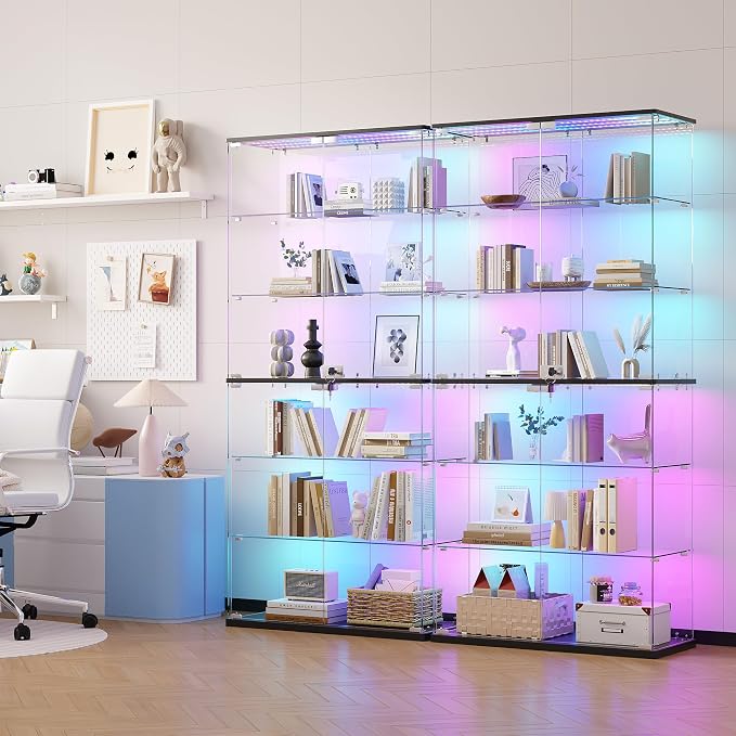 Dystler 6-Tier Glass Display Cabinet, RGB LED Lights - Image 9