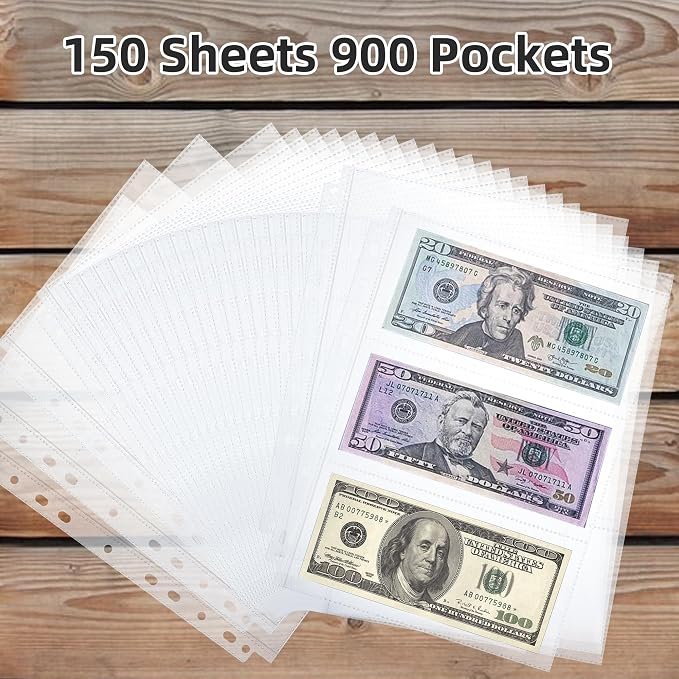 150-Sheets Double-Side 3-Pocket Currency Pages - Image 5