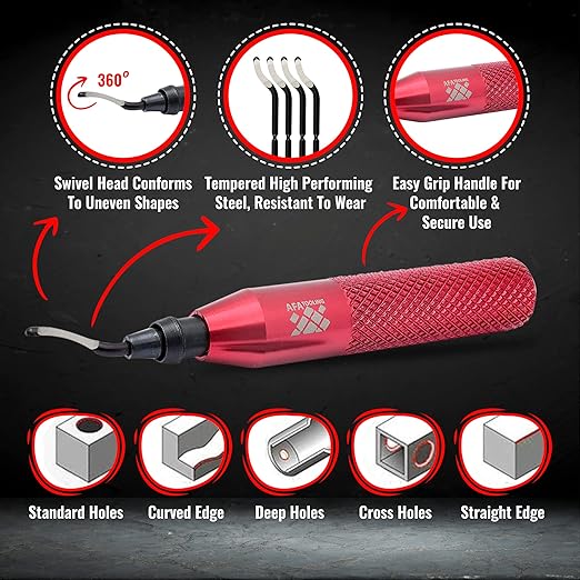 AFA Tooling - Deburring Tool with 41 High Speed Steel Blades - Works on Metal, Resin, PVC Pipes, Copper, Plastic and 3D Printed Edges - Plumbing & 3D Printing Burr Removal Reamer Tool