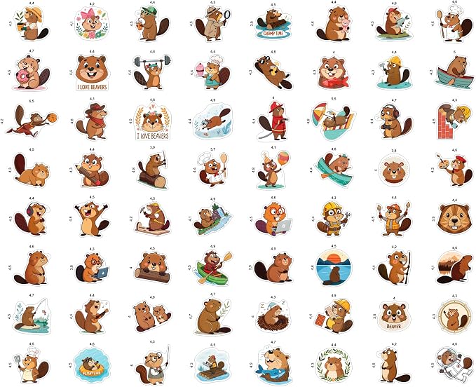 100Pcs Beaver Stickers for Water Bottle, Laptop - Image 4