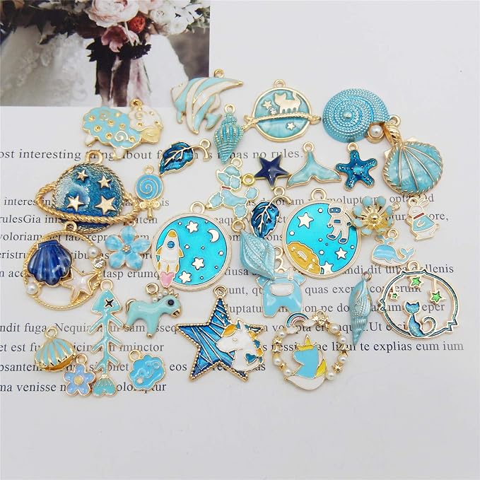 30pcs Mixed Enamel Charms Pendants - Image 3