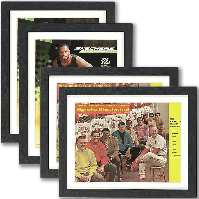 JupDec Sports Magazine Frame 4 Pack, Premium Wood Display Case by JupDec