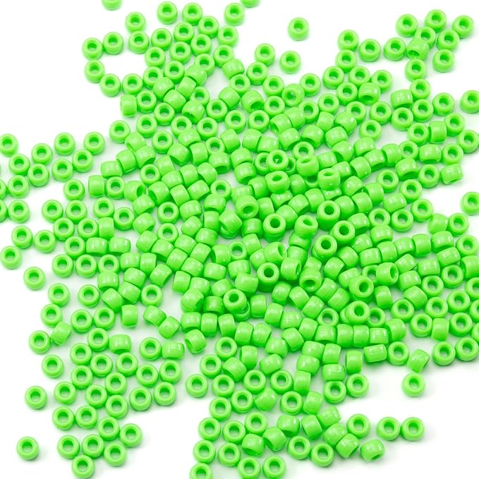 Gxueshan 1000 Pcs Acrylic Brilliant Green Pony Beads 6x9mm Bulk by Gxueshan