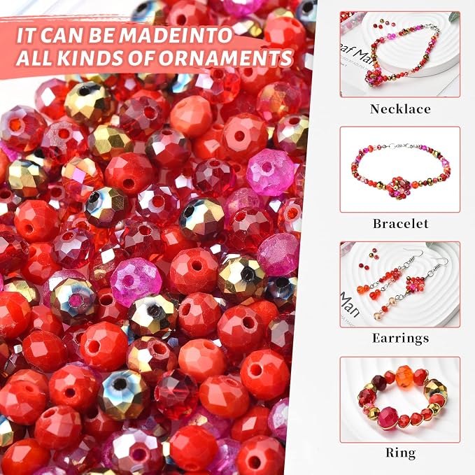 Briolette Faceted Rondelle Crystal Glass Beads - Image 4