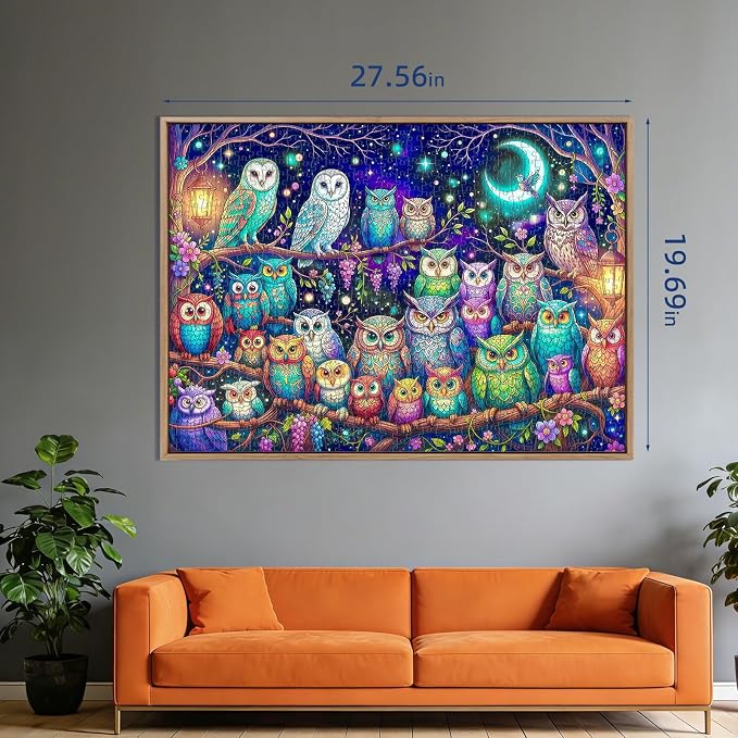 Moonlit Owls Puzzles for Adults 1000 Pieces, Impossible Challenging Jigsaw - Image 2