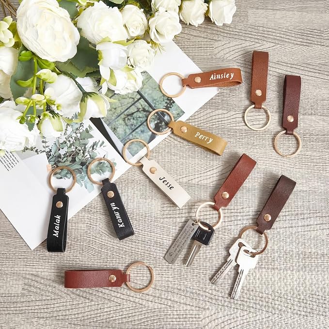 Wavyknot 15 Pcs PU Leather Keychain Blanks Bulk Laser Engraving Blanks Keychain - Image 3