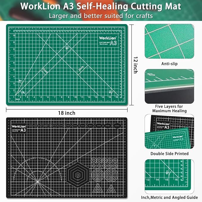Worklion Self Healing Craft Mat: 18"x12" Rotary Cutting Mat - Image 5
