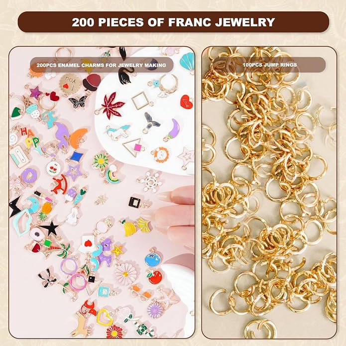 352 Pcs Assorted Charms for Jewelry Making, Mixed Enamel KC Gold Alloy Letter - Image 2