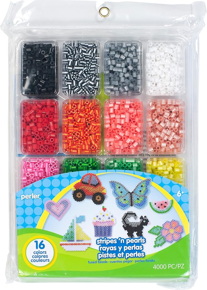 Perler Beads 80-17604 Perler Fused Bead Tray 4000/Pkg-Stripes 'n Pearls by Unknown
