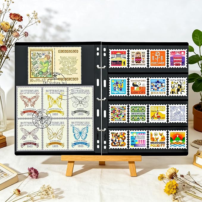 40 Pages 20 Sheets Stamp Album Pages, 8.4 * 11" 4 Styles Stamp Collection - Image 9