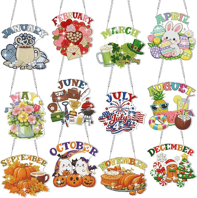 Cinnvoice 12 Pcs Summer Seasonal Diamond Art Hanging Ornament Kit by Cinnvoice