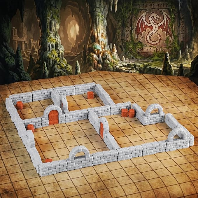 Dungeon Walls 40pcs 28mm Miniature RPG Modular System DND Terrain Building by AUSPDICE