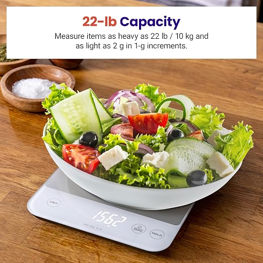 Etekcity 22lb Food Kitchen Scale, USB Rechargeable, IPX6 Waterproof | Digital - Image 2