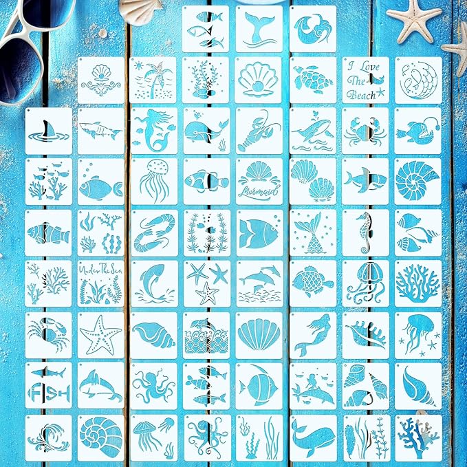 Marspark 66 Pcs Small Stencils for Crafts Reusable 3 Inch Stencils for Painting by Marspark