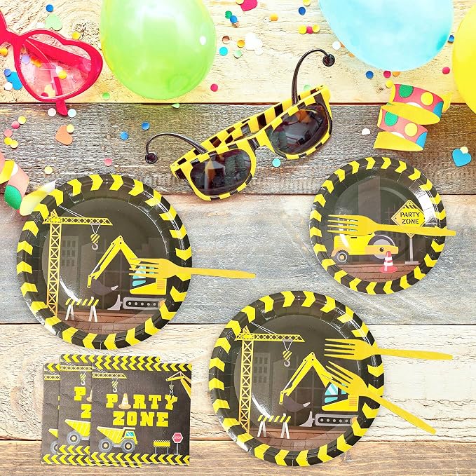 96pcs Construction Birthday Party Supplies Construction Theme Paper Plates and - Image 7