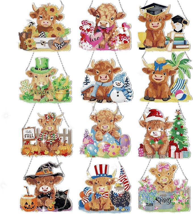 Cinnvoice 12 Pcs Summer Seasonal Diamond Art Hanging Ornament Kit by Cinnvoice