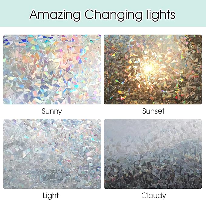 STATINT Privacy Window Film, Decorative Stained Glass Film, Rainbow Static - Image 5