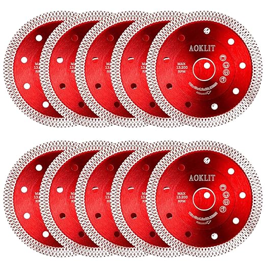 10 Pcs Diamond Saw Blades, 4-1/2 Inch Super Thin Tile Grinder Cutting Blade, Diamond Blade for Angle Grinder Cutting Porcelain Tile Granite Marbles
