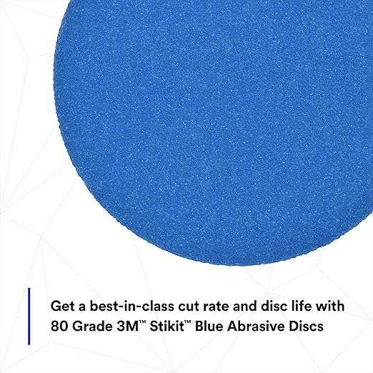 3M Stikit Blue Abrasive Disc Roll 36265, No Hole, Coating Removal, Body Repair, 80 Grade, 5 in, 50 Discs/Roll