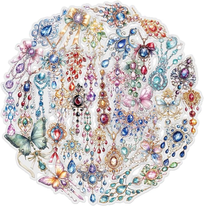 50-Piece Clear Waterproof Crystal Jewelry Gem Sticker by YOKSAS