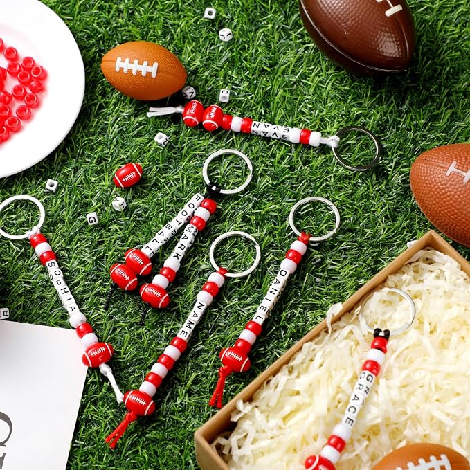 Landical 564 Pcs Football Keychain Making Kit DIY Red Football Bead Key Chain - Image 3
