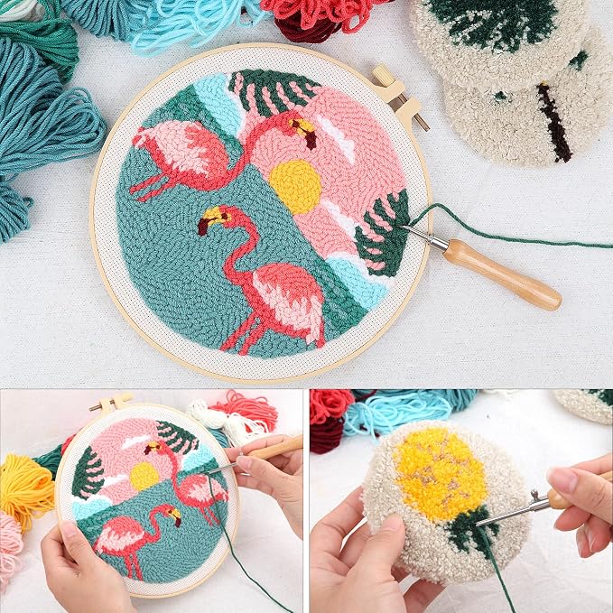 Sukhumvit 8PCS Punch Needle Coaster Kit, Beginners Adults Punch Needle Set - Image 6