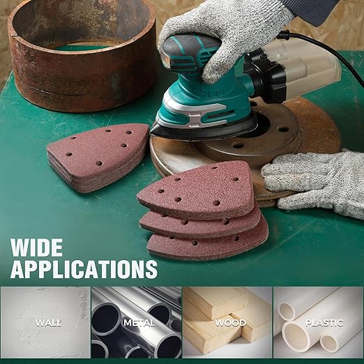 S SATC 36 PCS Mouse Sander Sandpaper 6 Holes Detail Sander Sandpaper Palm Sander Paper Hook and Loop Mouse Sanding Pads Assorted 60/80/100/120/180/240 Grit