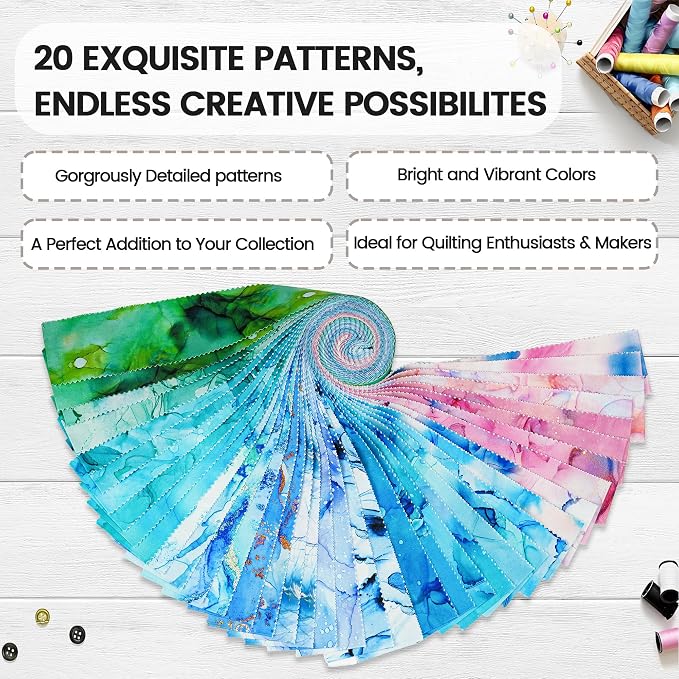 Craftido-20 Options-100% Cotton Jelly Roll Fabric Precut Strips - Image 3