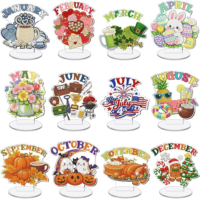 YooNotee 12 Sets Interchangeable Seasonal Diamond Art Tabletop Decorations by Unknown
