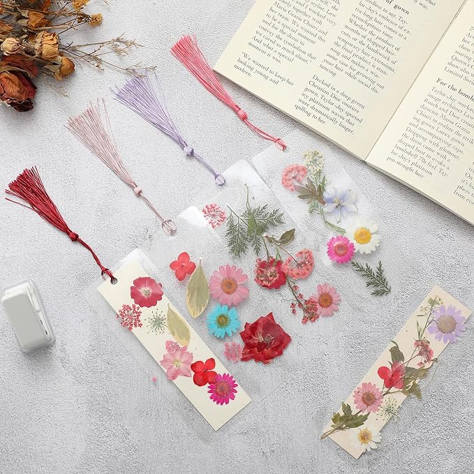 Fuyoooo 376 Pcs Pressed Flowers Bookmark Making Kit, DIY Bookmark Laminating - Image 7