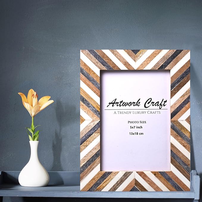 Picture Photo Frame Chevron Herringbone Art Inspired Vintage Table-Top/Wall - Image 4