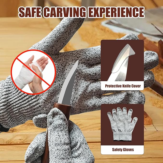 ZGROCK Wood Carving Kit Deluxe Whittling Knife Set 18PCS Wooden Carving Tools with Large PU Leather Case for Beginner Carpenter Experts