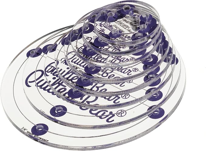 The Quilted Bear Circle Quilting Templates – 8 Clear Non-Slip Acrylic Quilt by TheQuiltedBearsProducts