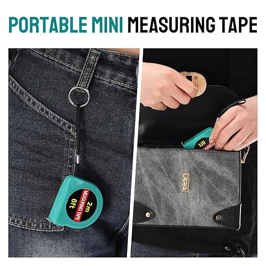 50 Pcs 6 FT Mini Tape Measure Retractable Bulk Small Measuring Tape Pocket Size Measurement Tool for Operation Christmas Items Party Favor Gifts Stuffers for Men(Water Green)