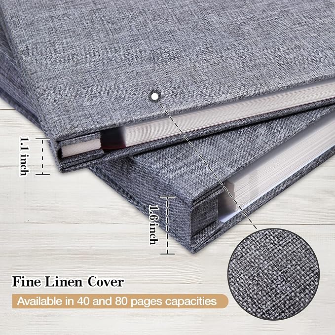 potricher 13.2x12.8 Inch Self Adhesive Photo Album Linen Cover 80 Pages Sticky - Image 5
