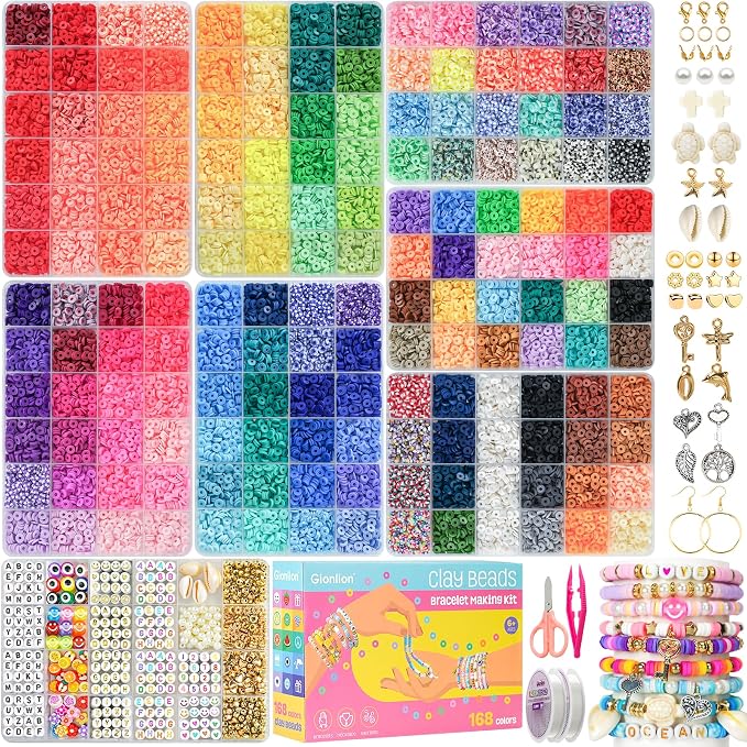 Gionlion 30, 168 Colors 8 Boxes Flat Preppy Beads by Gionlion