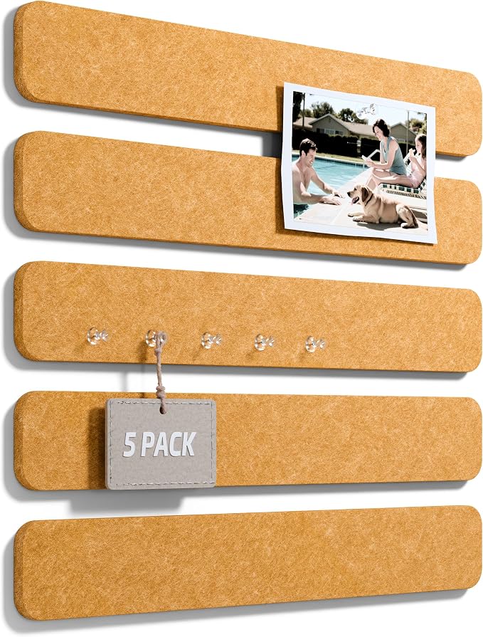 Fluxynara Cork Board Alternative Felt Strip Board 5-Pack 13"x2", Office Pin by FLUXYNARA