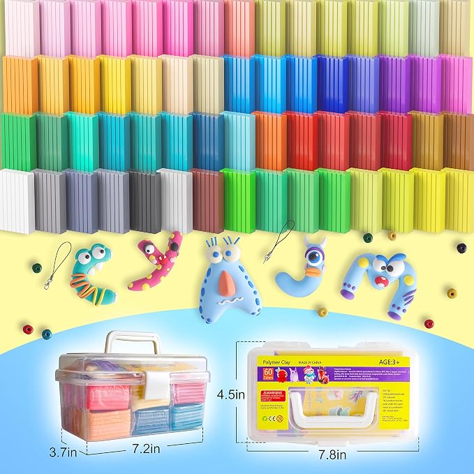 Cyajm 60 Colors Oven Bake Clay Kit, Individually Wrapped | - Image 3