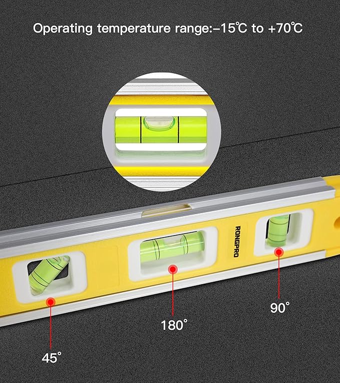 9 Inch Torpedo Level, Magnetic Box Level with 45°/90°/180° Bubbles, Shock Resistant Bubble Level Tool for Measuring - 3 PCS